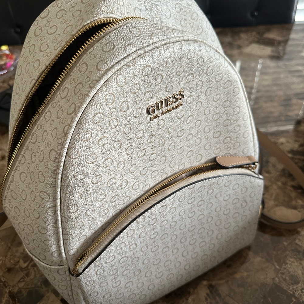 Guess Beige Monogram Backpack - image 2